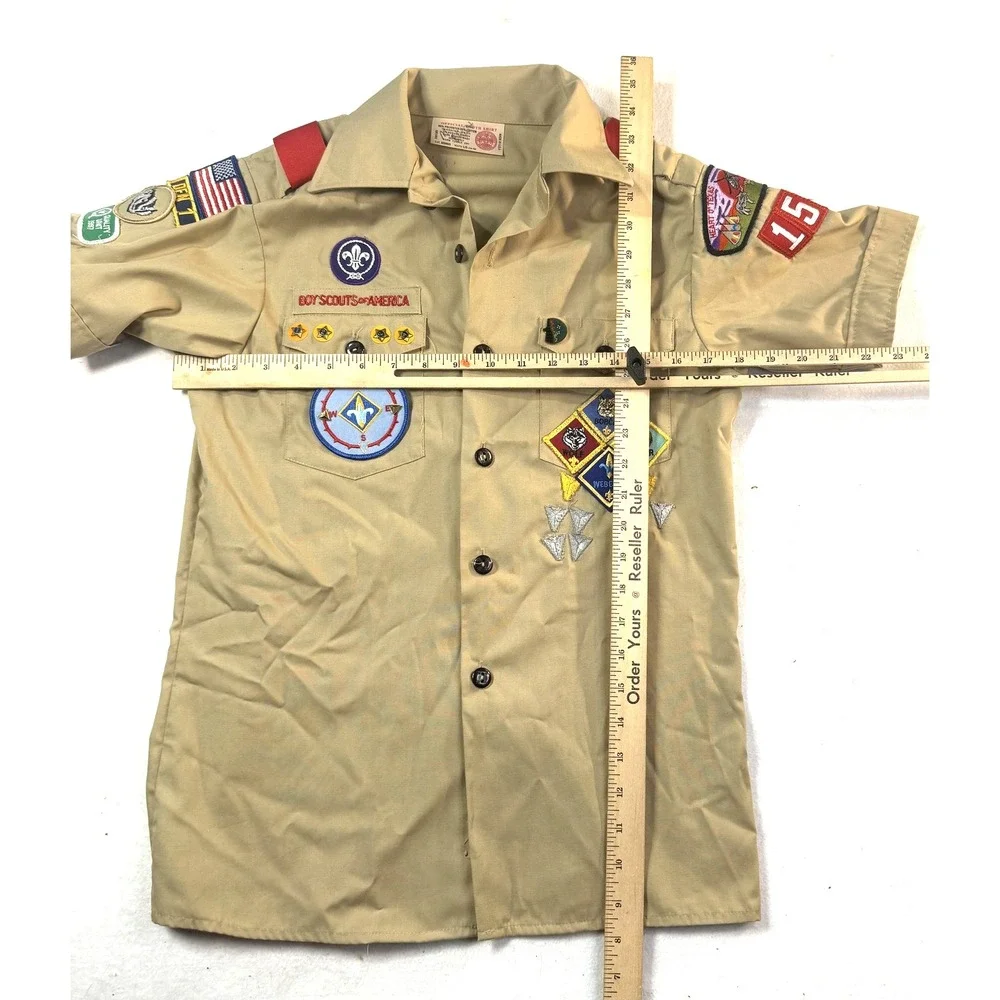 Vintage BSA Cub Scout Webelos Uniform Shirt Pack 153 Heart O Texas Youth LG USA